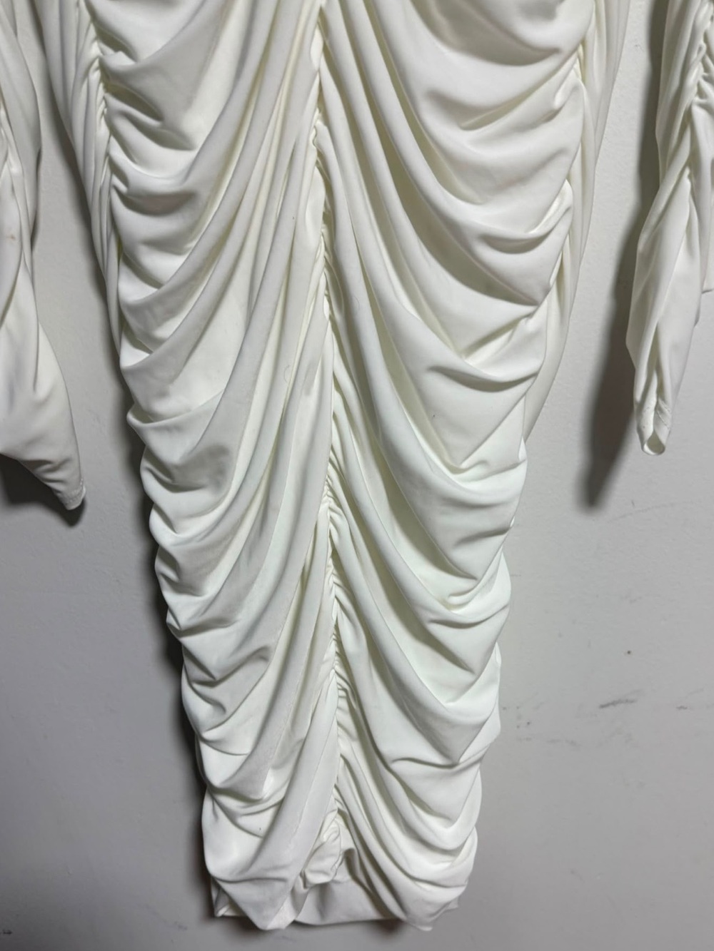 Club L London Seductress White Square Neck Ruched Bodycon Midi Dress UK 14 US 10 - Picture 7 of 13